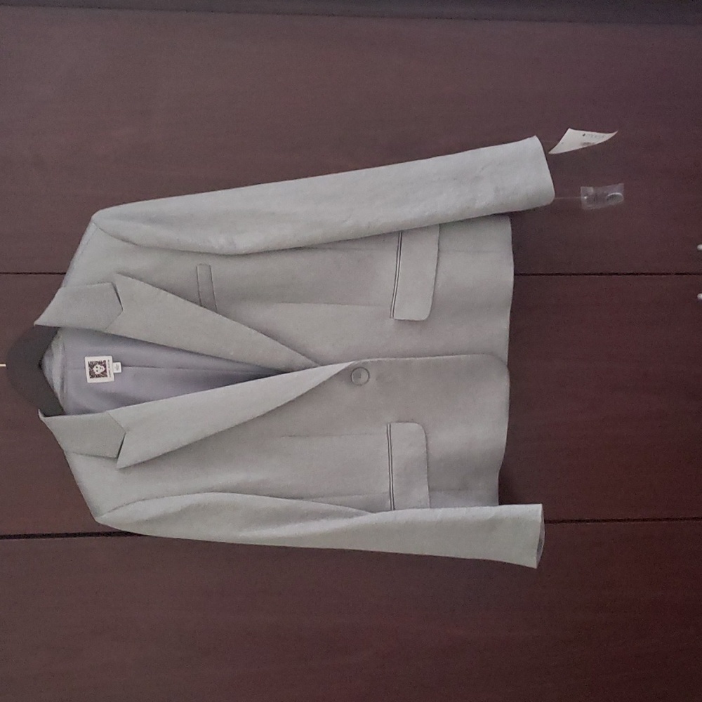 Anne Klein Size 12 Platinum Metallic Blazer